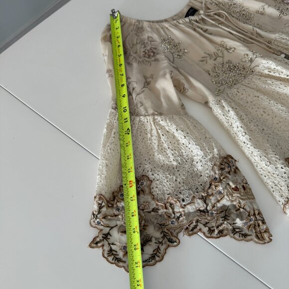 Nikki Danielle Boho Embordered Top Beige, Size Fits All - Picture 11 of 17